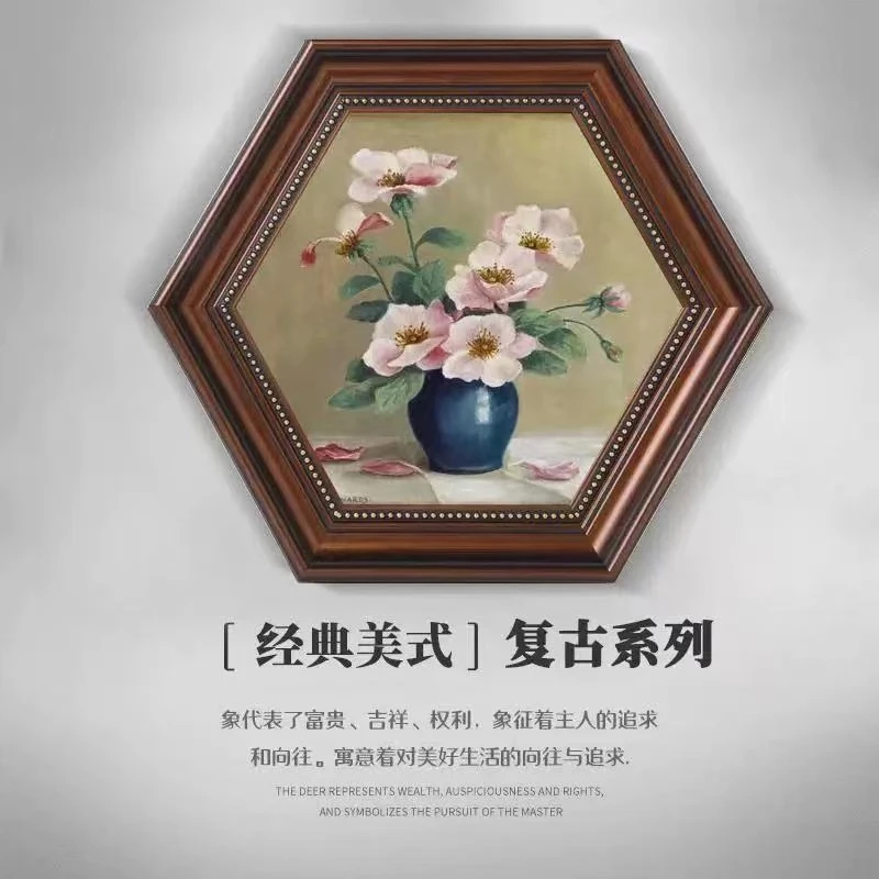 法式中古风挂画复古卧室床头玄关柜摆高级感黑色装饰画白玫瑰4040