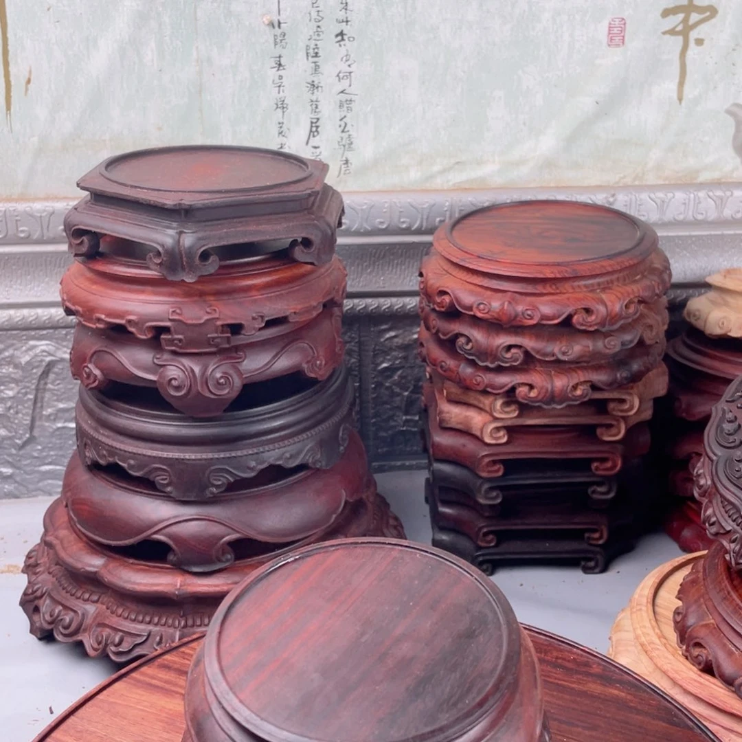 血檀高**瞩底座整木雕刻