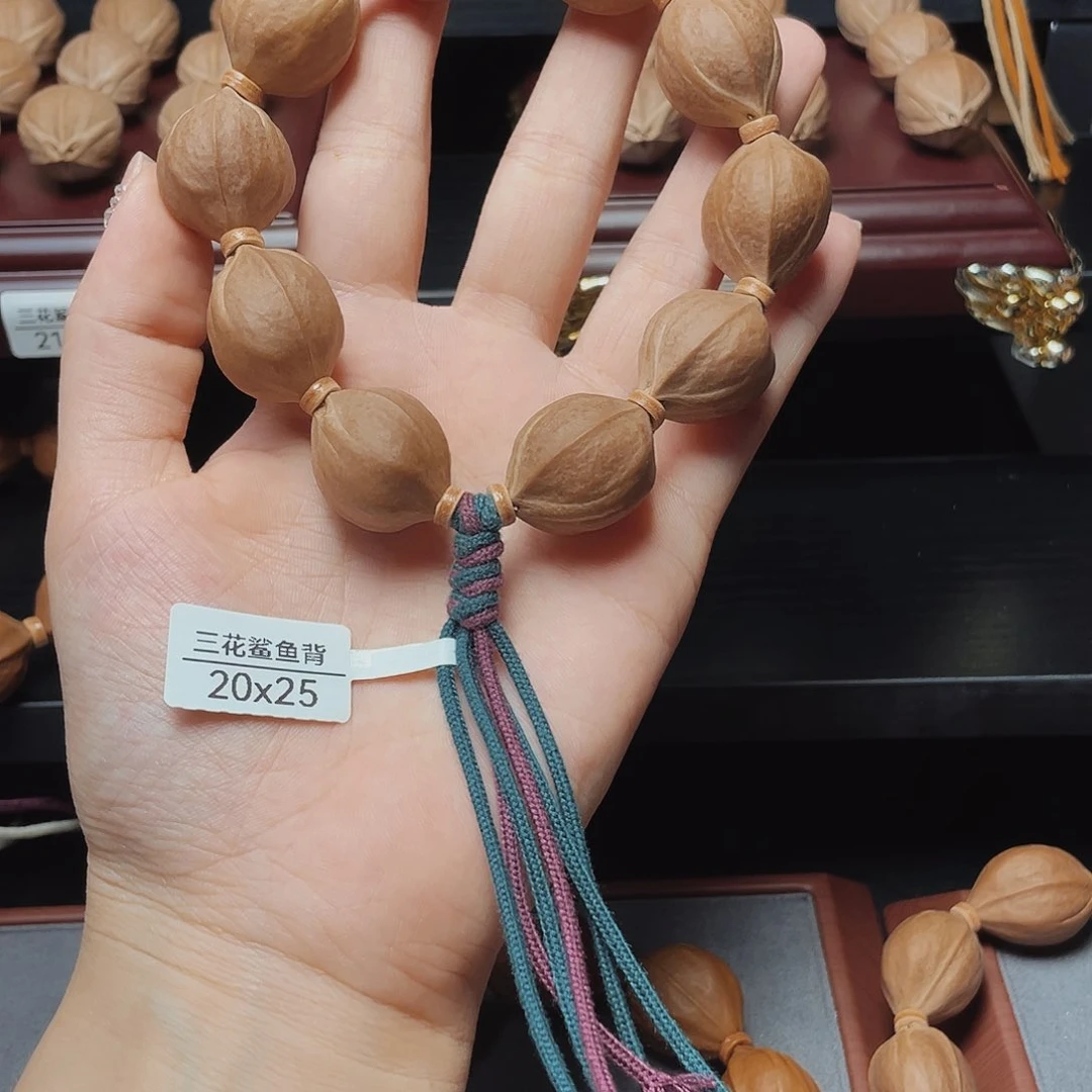 橄榄核手串/手链笑**独20*25三花鲨鱼背