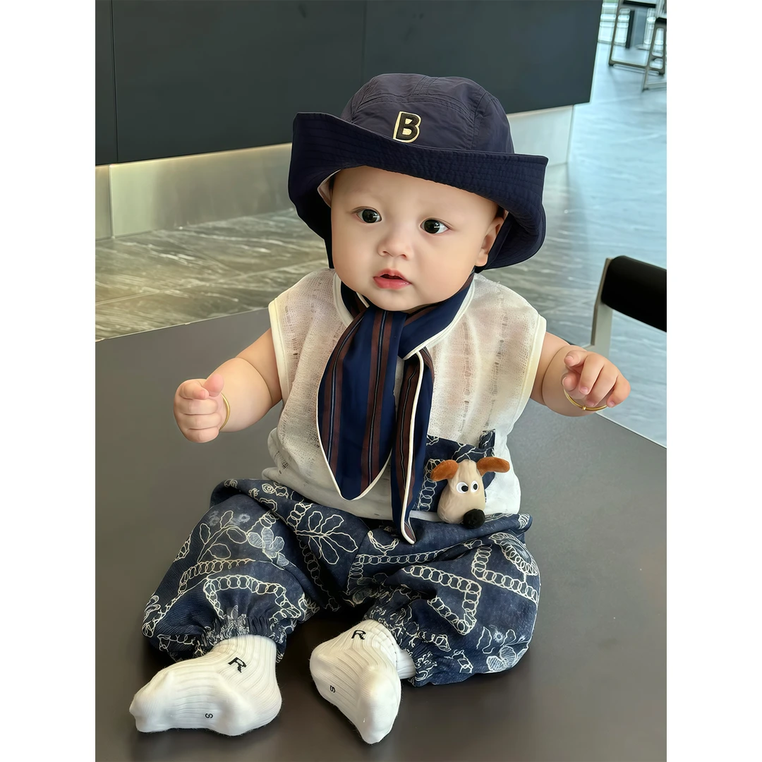 一岁男童宝宝洋气小狗套装夏季天装薄款婴幼儿衣服T恤裤子两件套