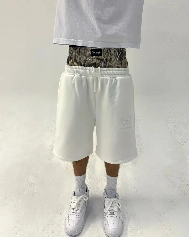 【无界国潮】美式高街潮牌双腰头七分短裤宽松时尚潮男休闲短裤