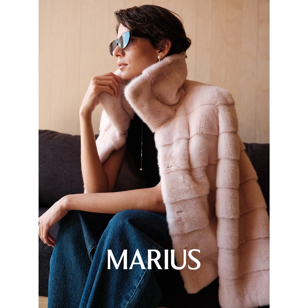 MARIUS | "粉雾极光"芬兰进口水貂轻盈保暖优雅贵气短款皮草外套