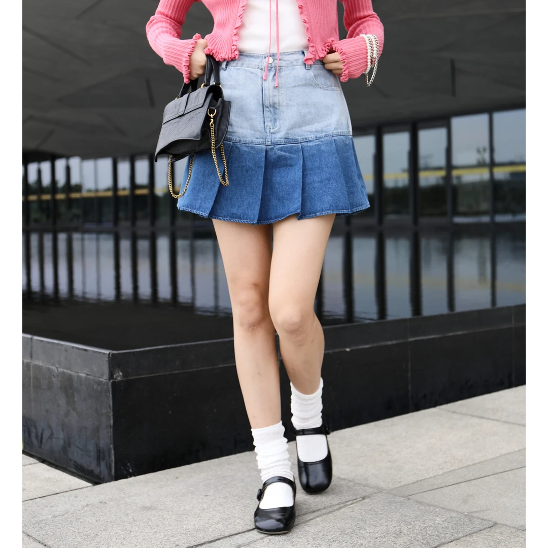 半身裙夏季女高级感都市休闲牛仔裙轻潮渐变牛仔半裙牛仔裙