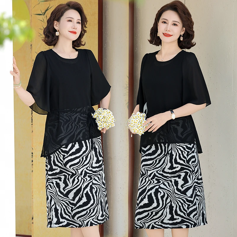 宽松韩版中老年女装休闲长裙洋气气质大码遮肚连衣裙时尚中长款