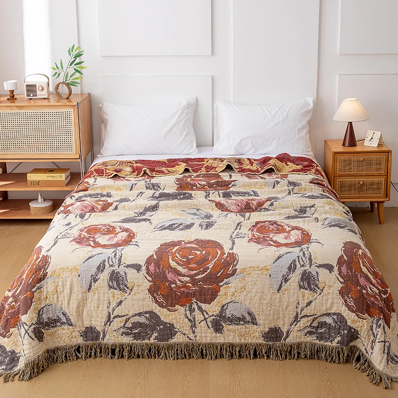 床盖【牡丹园林】2.3X2.5米 高端轻奢双人加大四季可铺可盖床盖