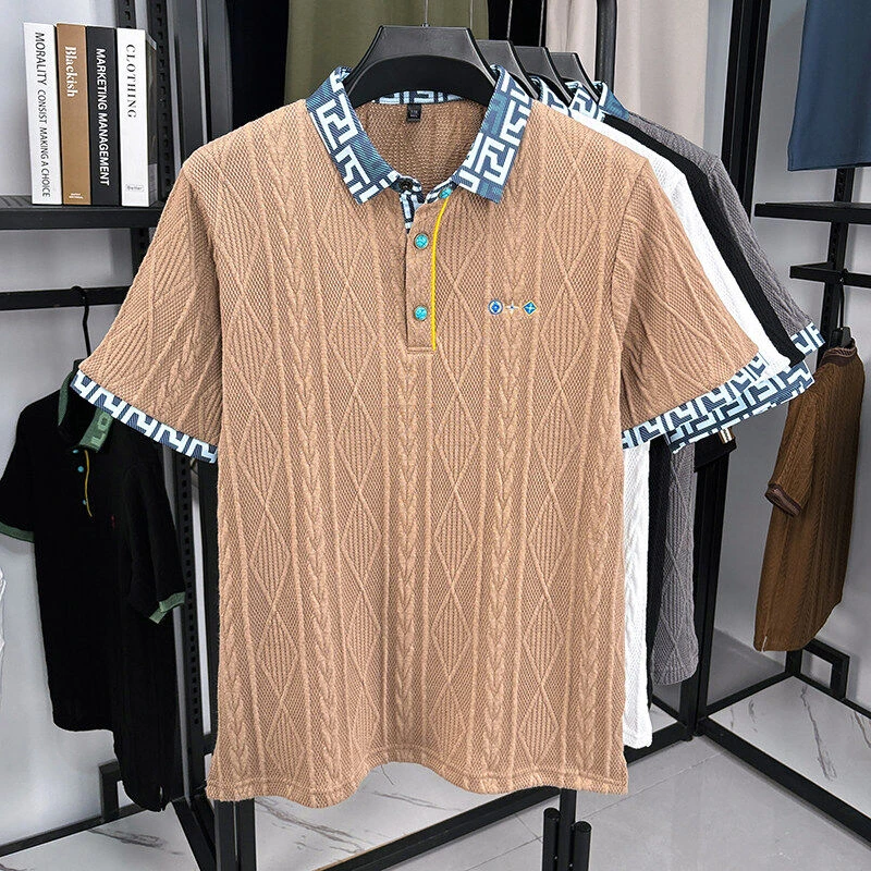 2025男士POLO衫夏季刺绣针织透气商务翻领修身短袖T恤SC2570