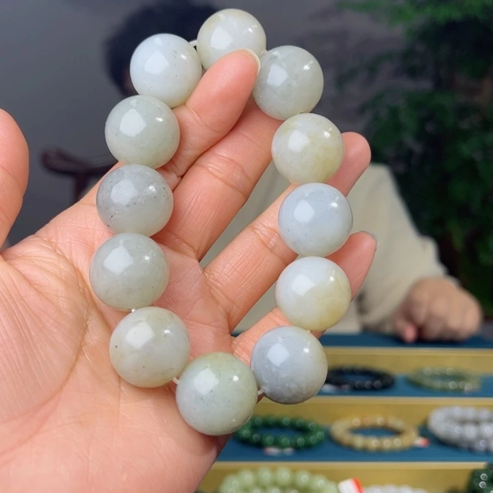 和田玉手串未镶嵌新疆喀拉喀拉河青花料20