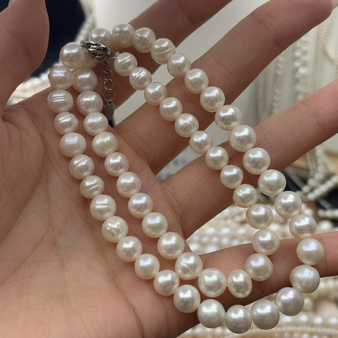 未镶嵌淡水珍珠7-8x11项链