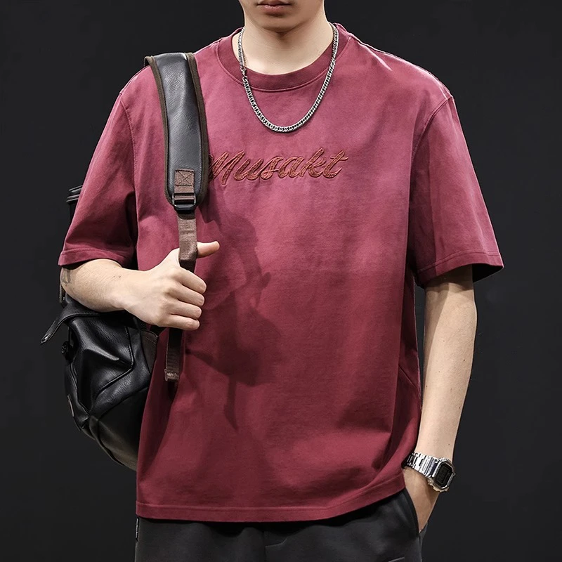 LEIGHZ/雷茨重磅水洗短袖男男士纯棉休闲夏季半袖宽松潮流t恤男装