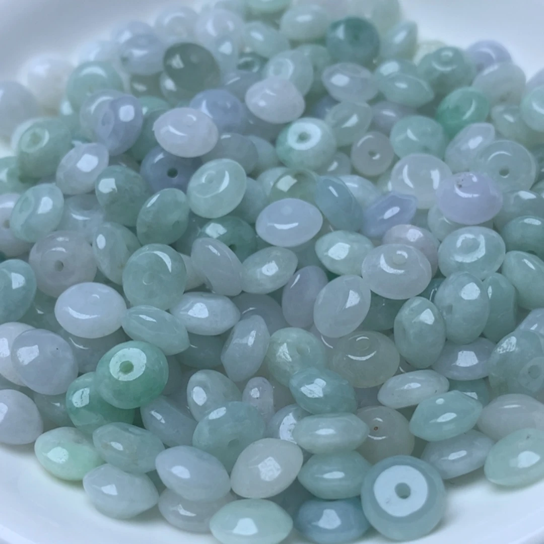 翡翠散珠卡3.6*7.6飞碟鼓珠20个