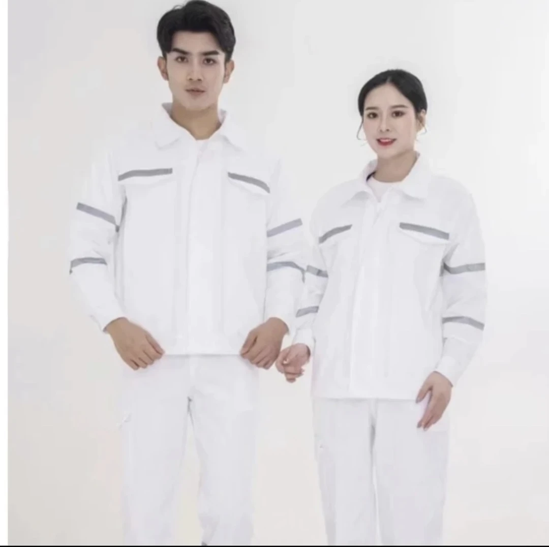 100棉中海油焊工专用工作服套装男女春秋冬长袖防烫耐磨加厚白色