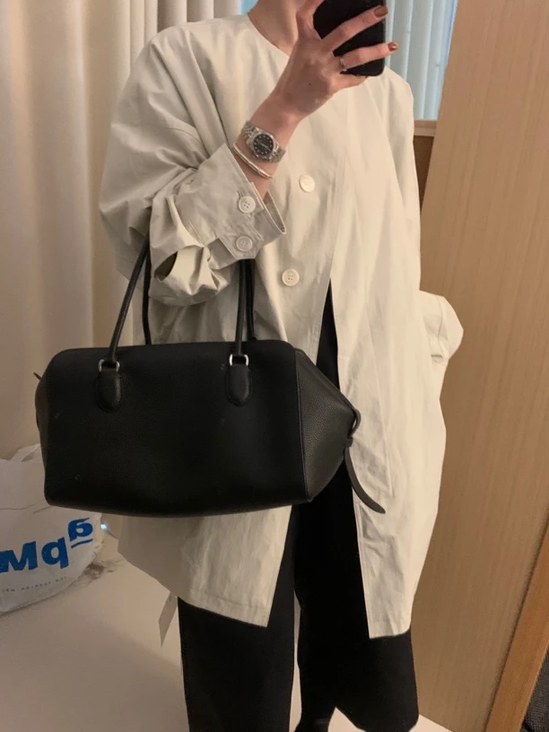 强tui 时髦简约廓形结构风衣外套