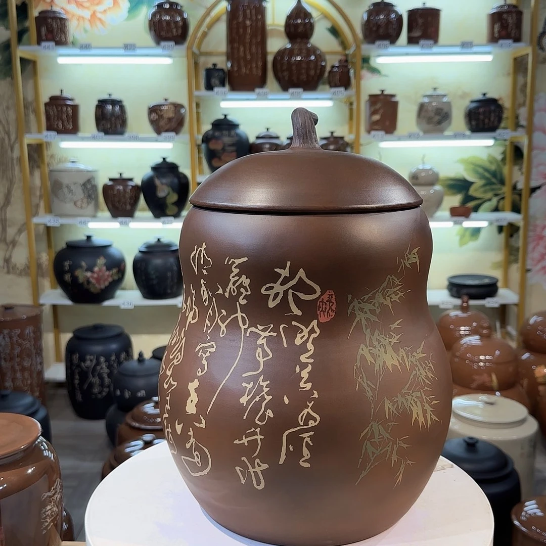 罐028建水紫陶11饼茶缸