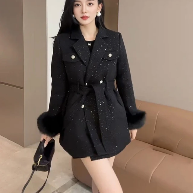 仿狐狸毛收腰外套JYFAGZ38 122806