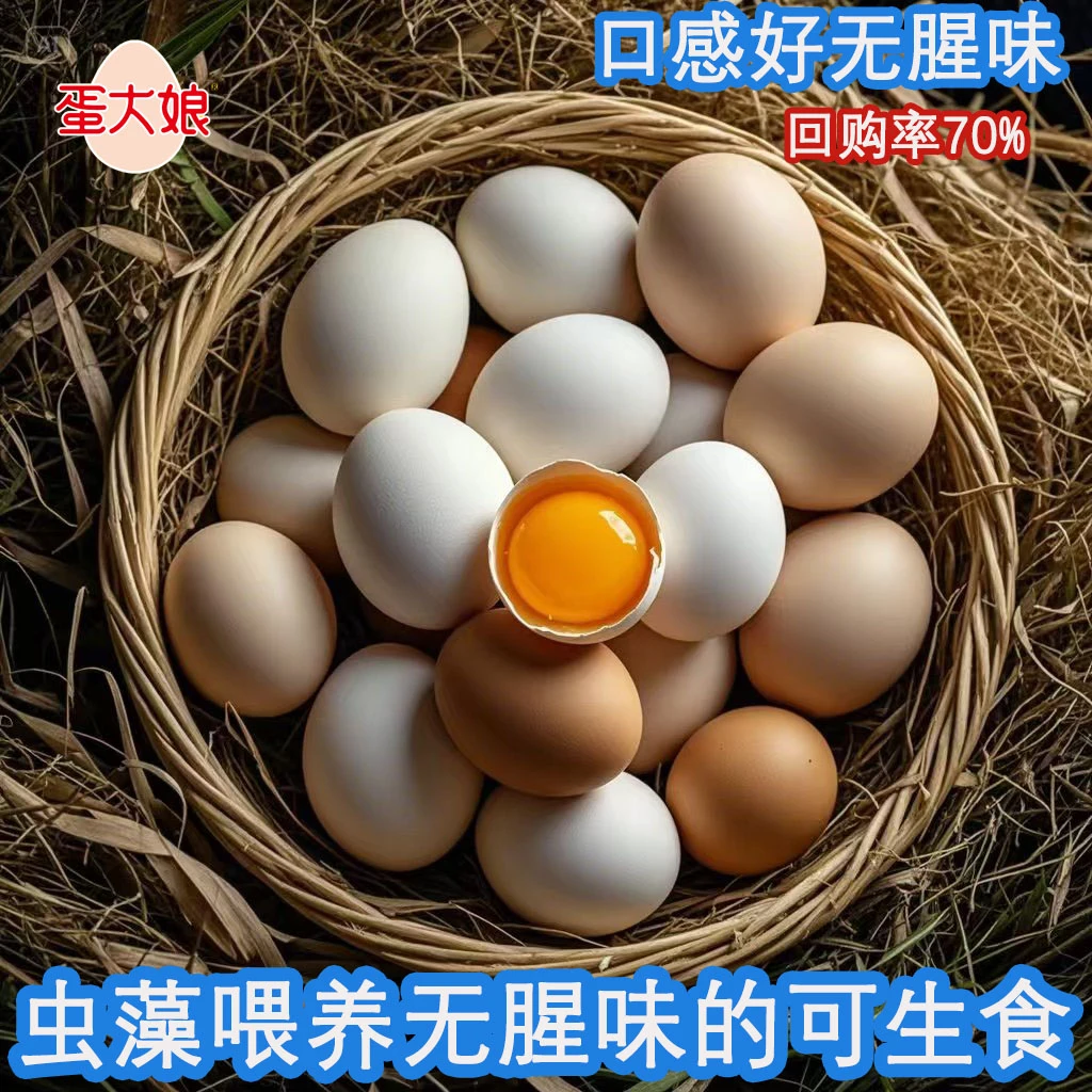 （杰大姐专属）回购率70%可生食无菌鲜虫藻土鸡蛋30枚/箱55g大蛋