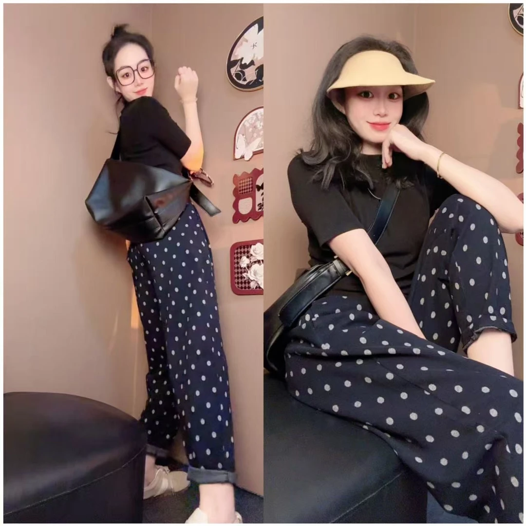 【鑫鑫】2025·韩国秋冬毛呢原创网红治愈系波点休闲哈伦裤