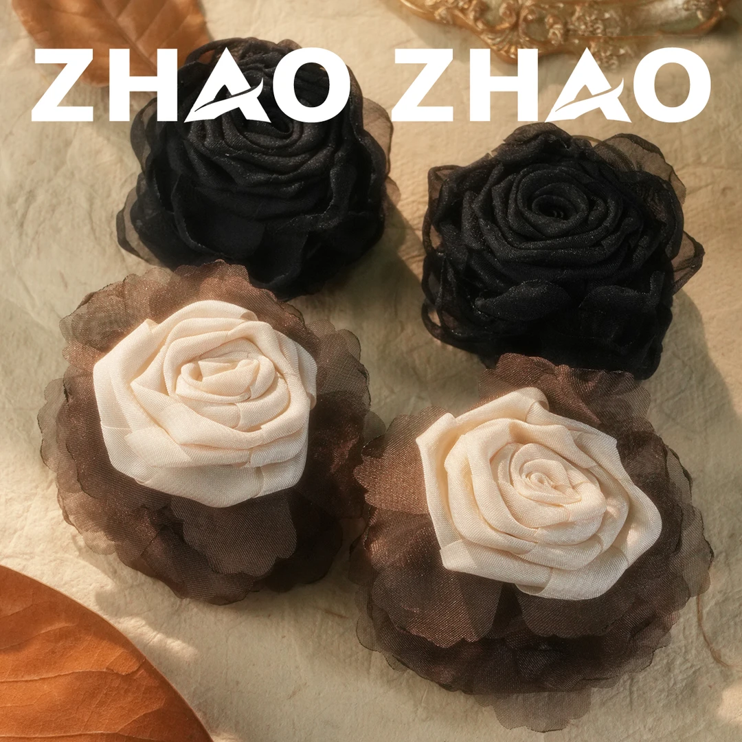 「山茶花」甜美小香风发夹时尚雪纺气质女发饰