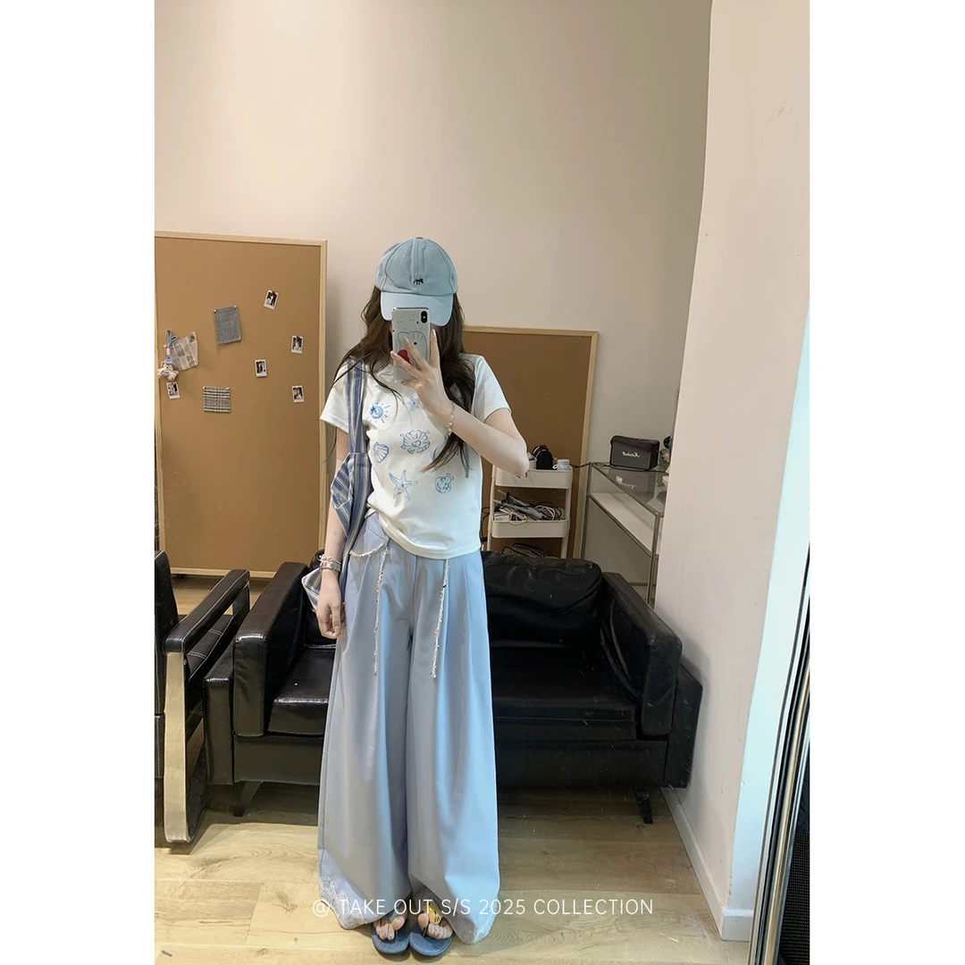 外卖到了「氧气垂垂裤」休闲西装裤宽松垂感直筒阔腿裤夏季WM5CSK11