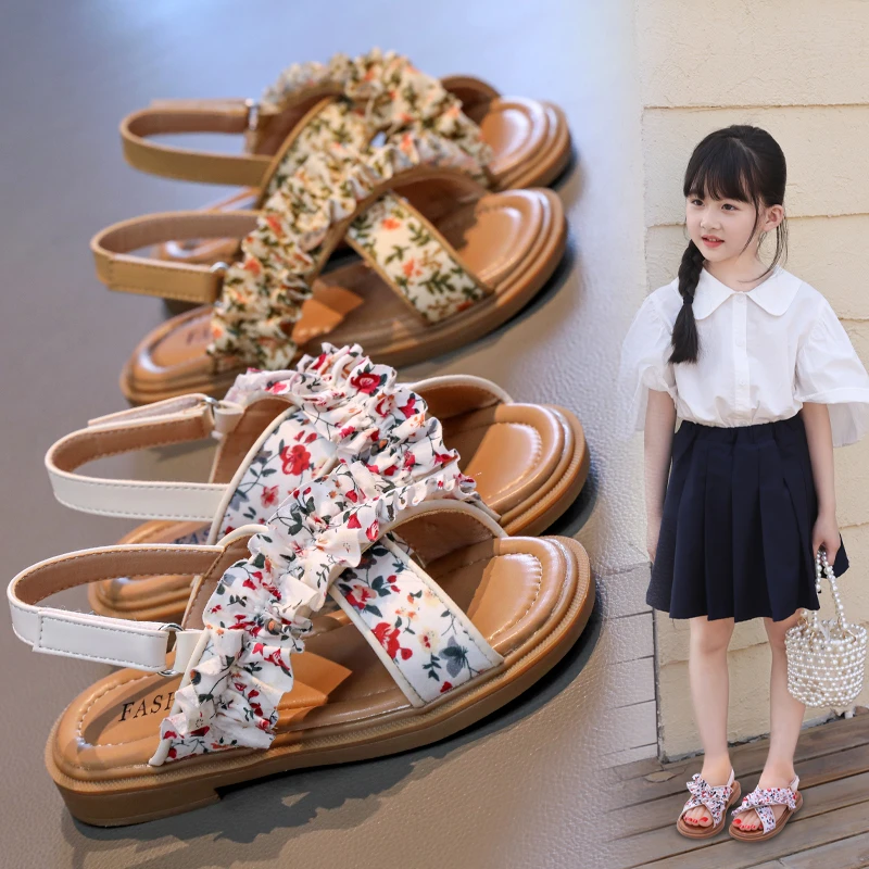 ABC儿童凉鞋女孩2025新款女童公主鞋时尚洋气沙滩鞋软底夏天凉拖