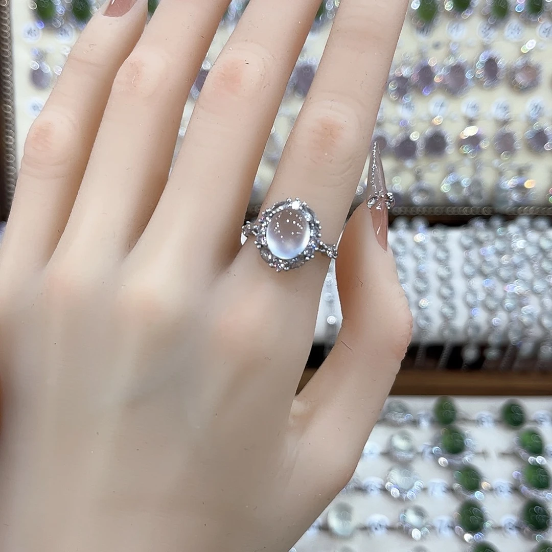 蛇纹石玉银S925镶嵌戒指