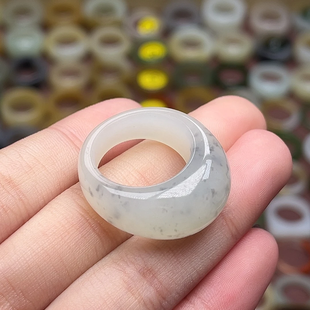 和田玉未镶嵌戒指18.3水墨青花