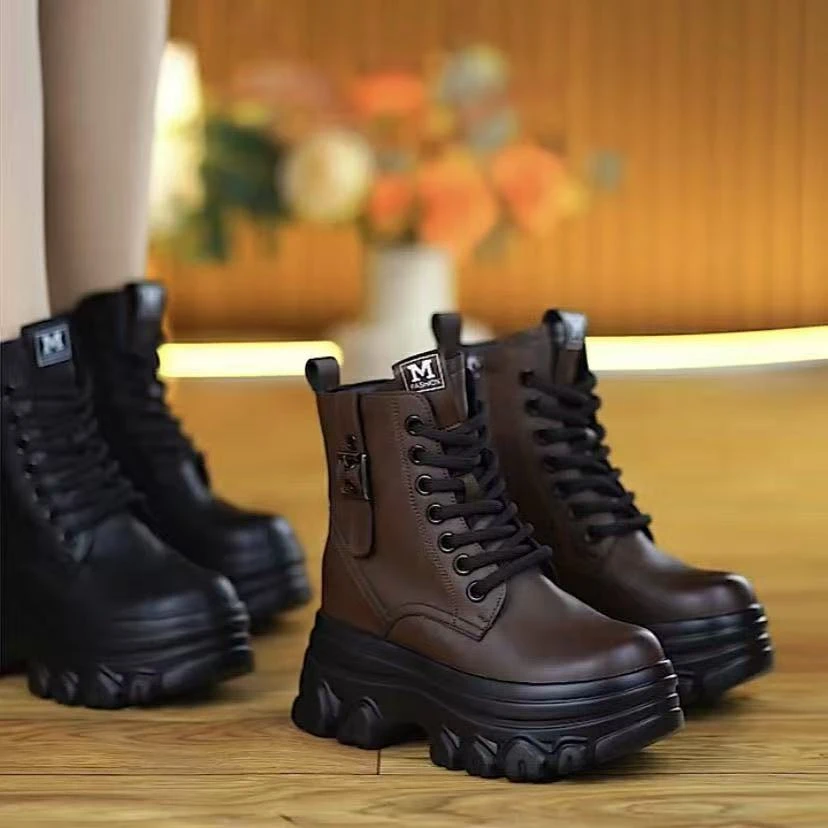 2024小个子增高马丁秋冬靴女内增高新款厚底短靴英伦洋气