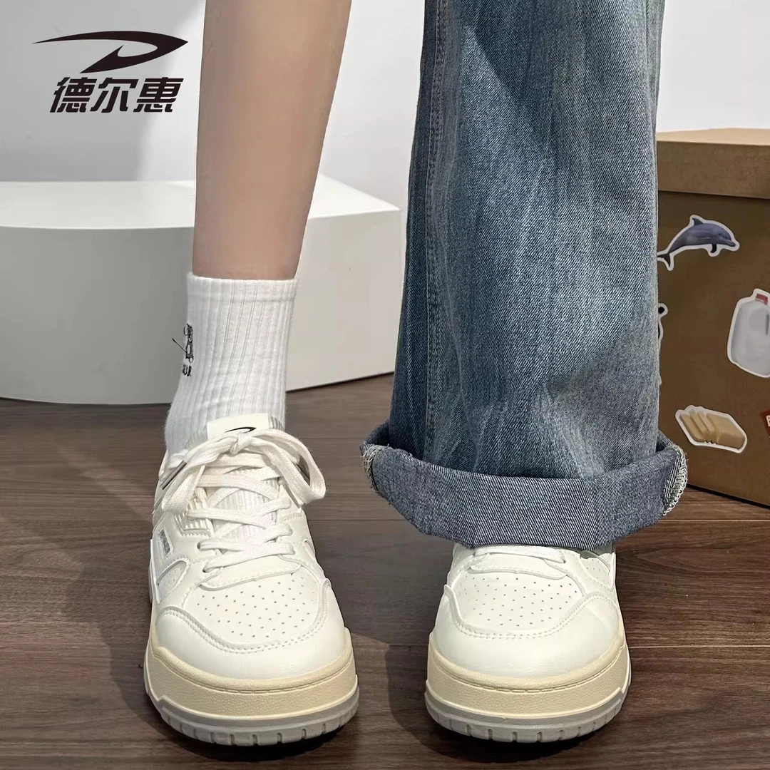 德尔惠女鞋厚底增高休闲板鞋2025秋季新款百搭时尚小白鞋透气鞋女