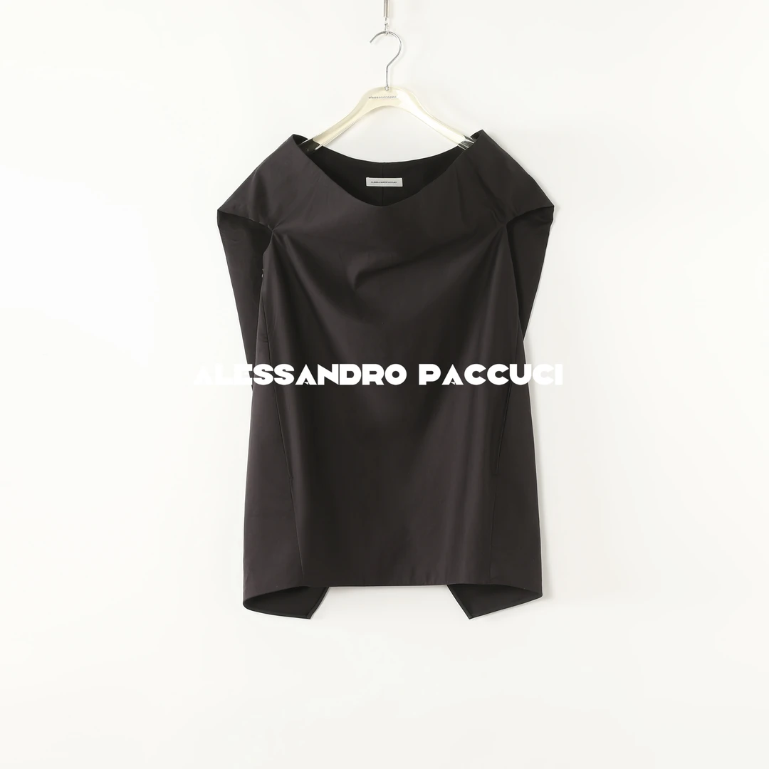 AP洛哥53037UX【简颂】棉+亚麻一字领纯色无袖时尚气质百搭小衫