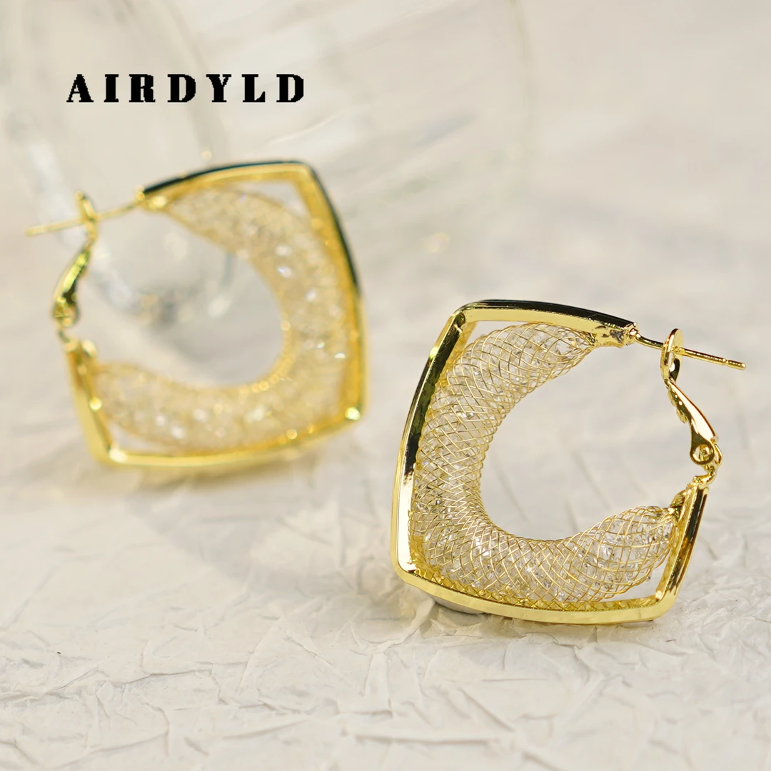 黄铜耳饰 【棱镜耳环】金色时尚百搭方菱形修饰脸型优雅动感耳环