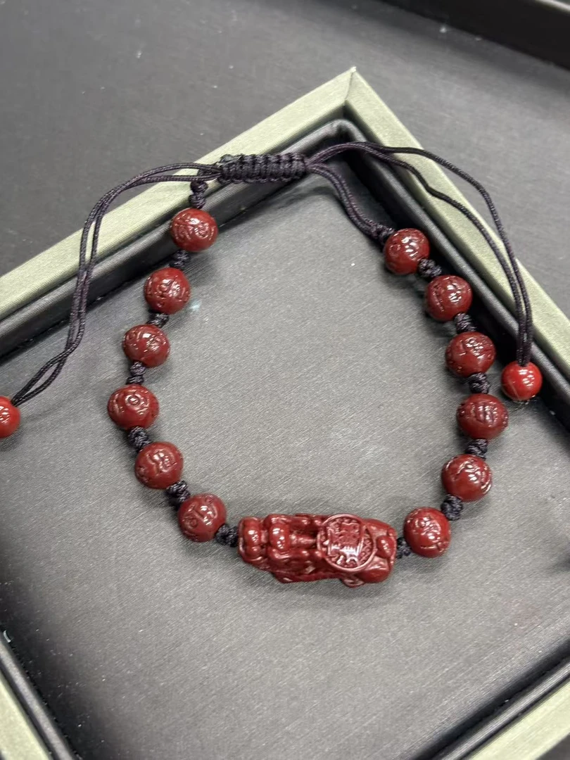 含辰砂工艺品朱砂貔貅手串6mm F20005
