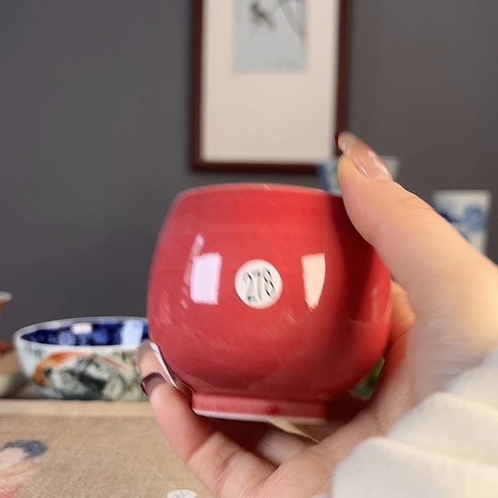 摆件景德柴烧茶杯多人