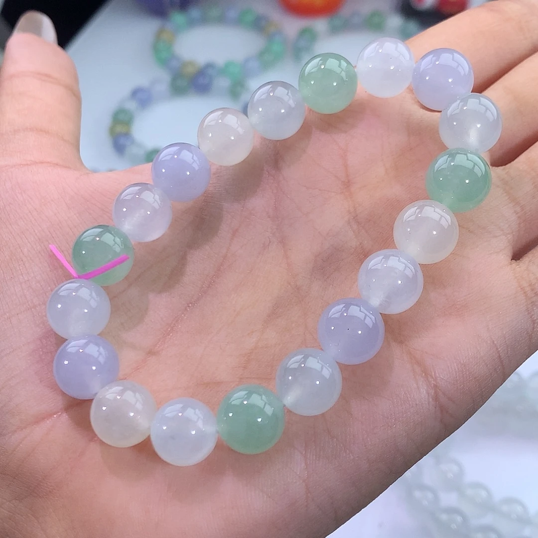 翡翠未镶嵌手链32号 冰种甜美多宝手串