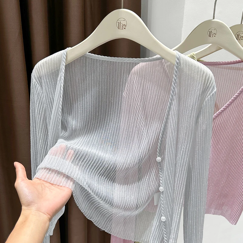 防晒冰丝针织开衫外套女2025新款夏季薄款披肩裙子旗袍外搭小上衣