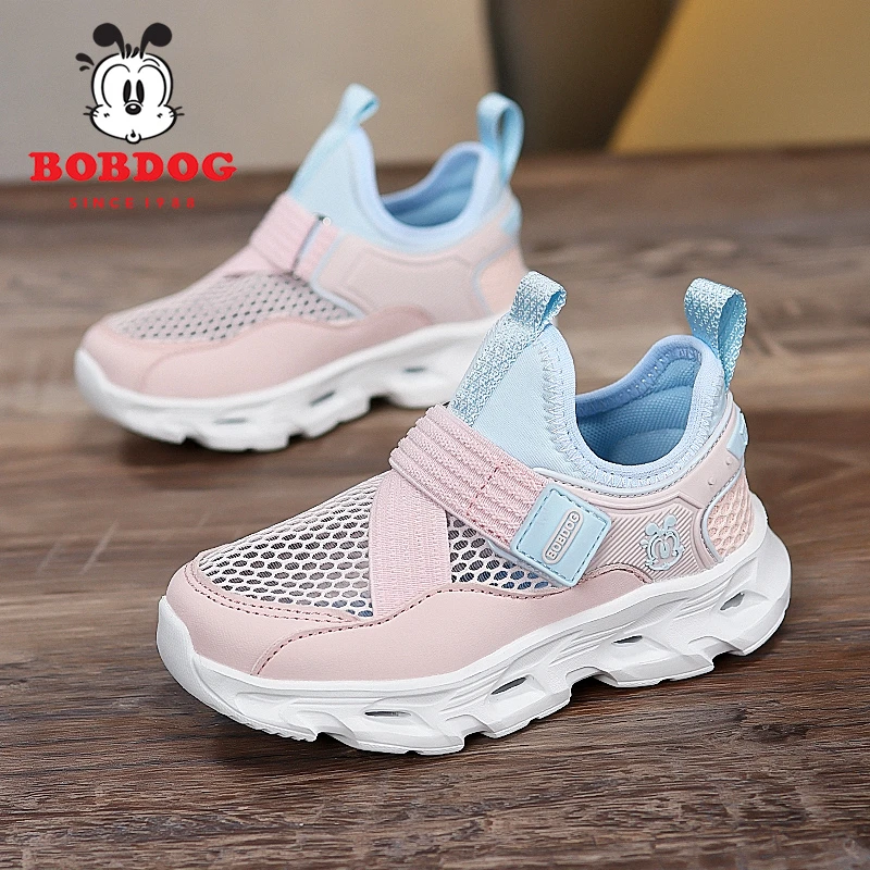 巴布豆童鞋女童运动鞋2025夏季新款透气网鞋女孩一脚蹬儿童休闲鞋