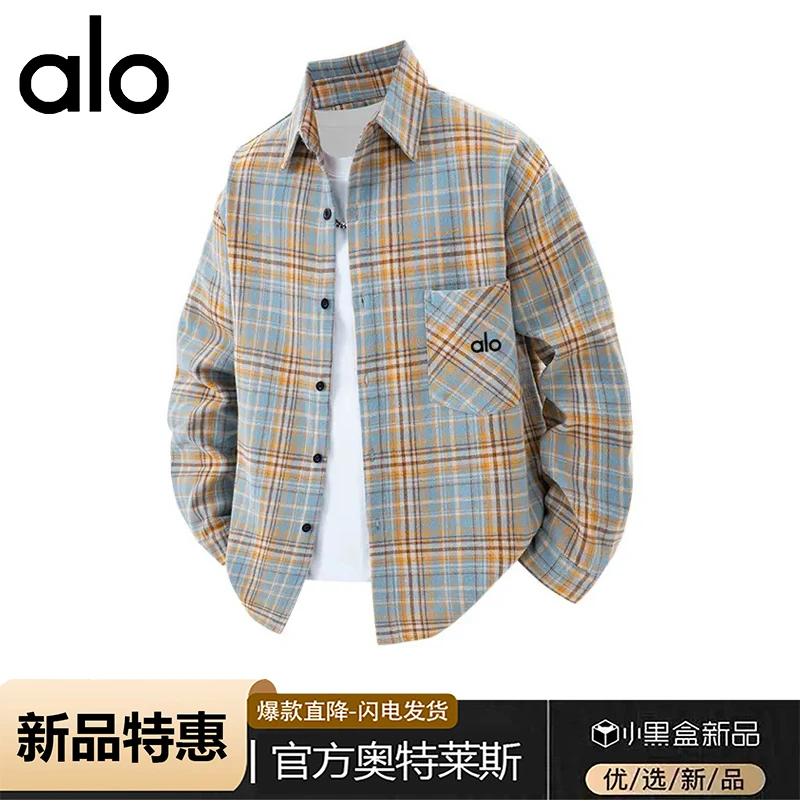 【品牌现货撤柜】品牌折扣 秋季港风宽松潮流复古休闲格子长袖衬衫