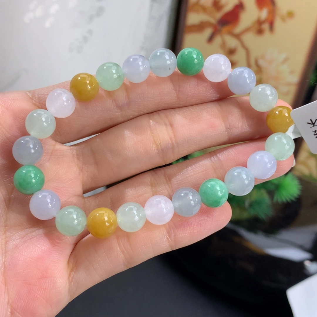 翡翠未镶嵌手串卡8胶润多宝手串