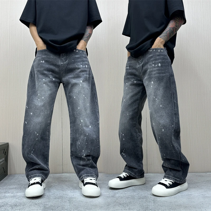 昊Studio秋季新款长裤复古男士直筒牛仔裤美式秋季痞帅慵懒风男装