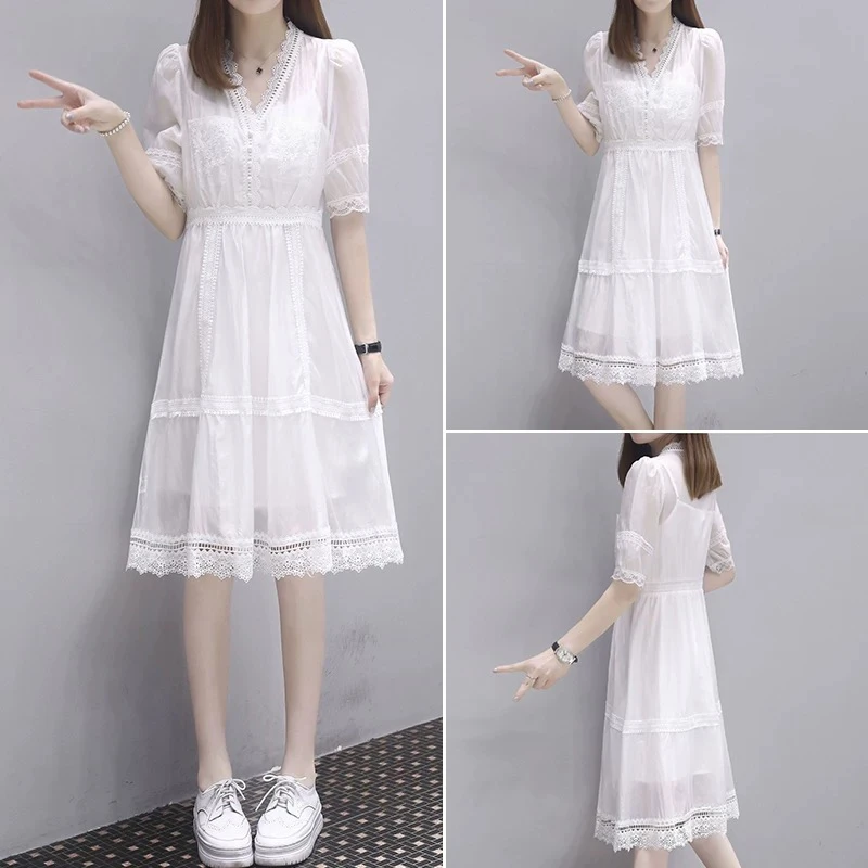 [H977三色连衣裙]女士时尚气约潮拼接裙子春秋色牛ssss