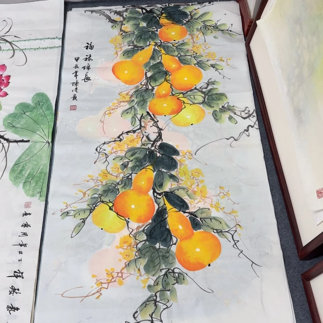 国画尺寸70X138手绘作品