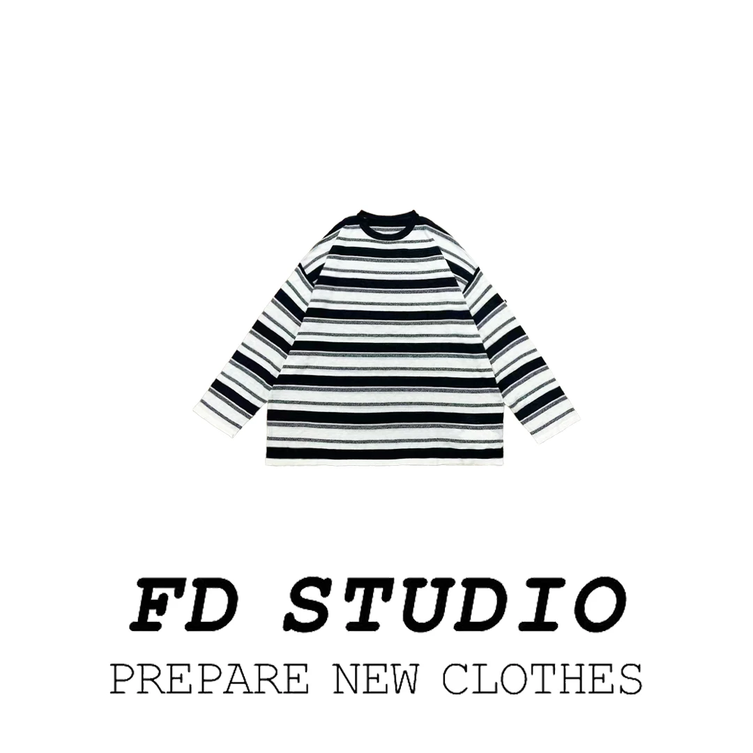 【梵町定制】FD26803秋季新款宽松时尚条纹打底衫