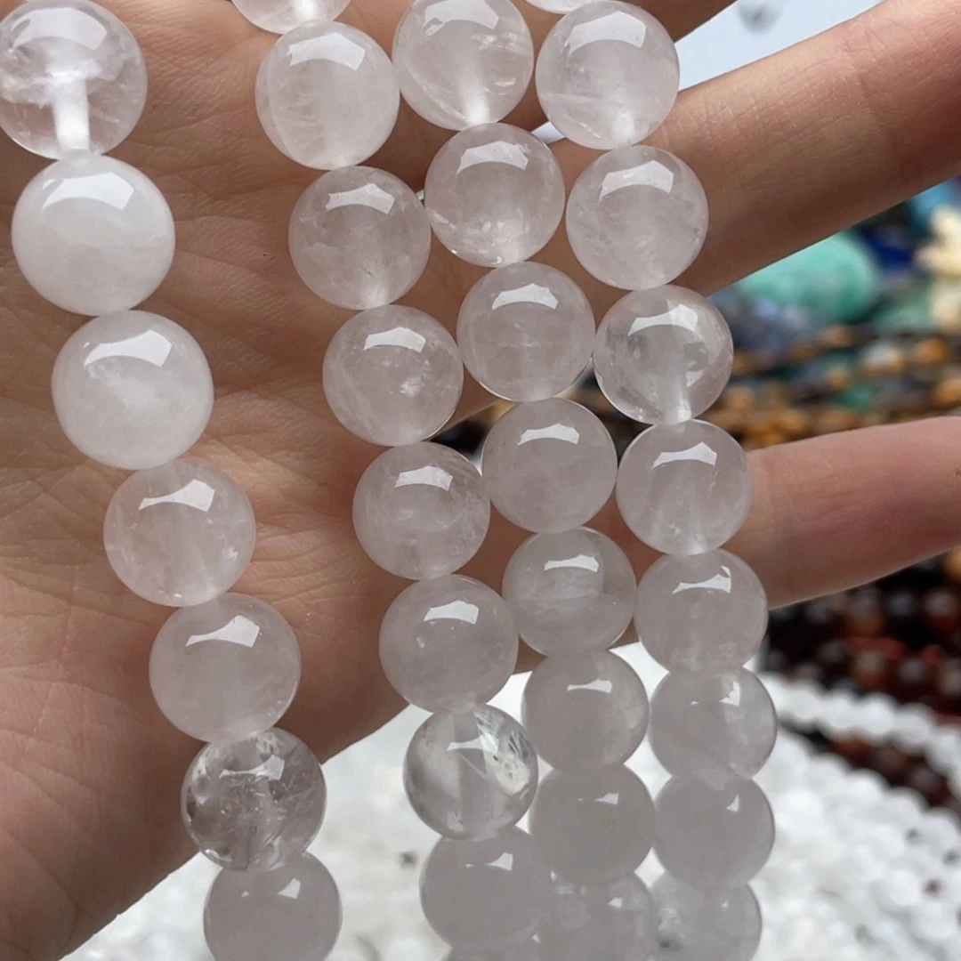 玛瑙/玉髓未镶嵌珠宝半成品一条装卡10白水圆珠