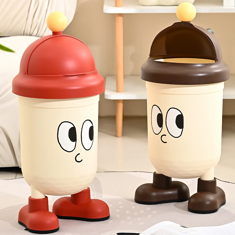 站脚垃圾桶家用高颜值可爱卡通大容量带盖密封客厅卧室创意纸篓桶