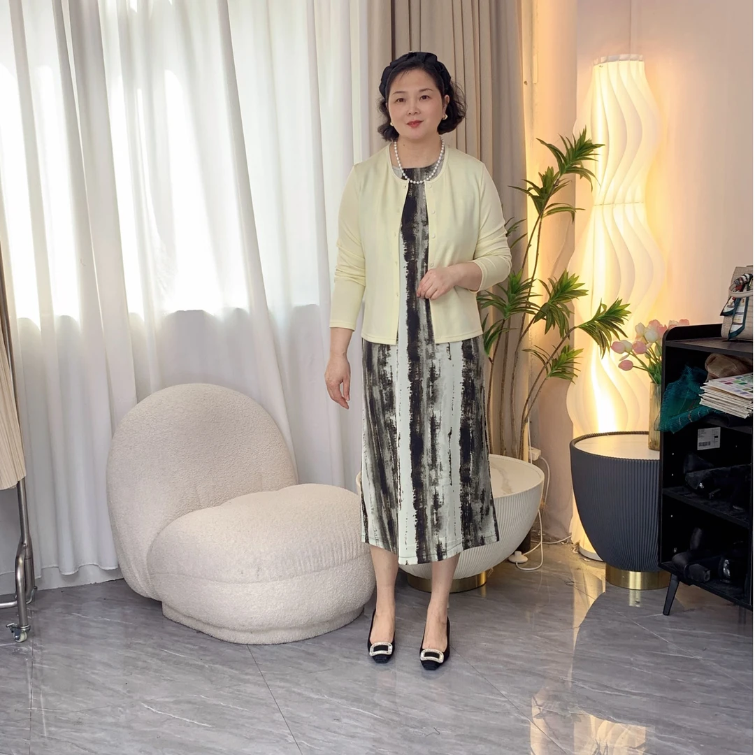 B2【连衣裙】水墨风系列时尚修身显瘦高级感连衣裙 裙子女