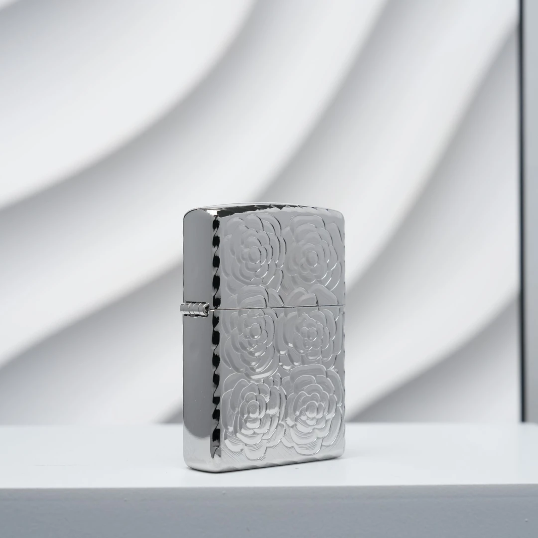 ZIPPO/之宝打火机镀银【玫瑰花】原装正品煤油机DYJ1