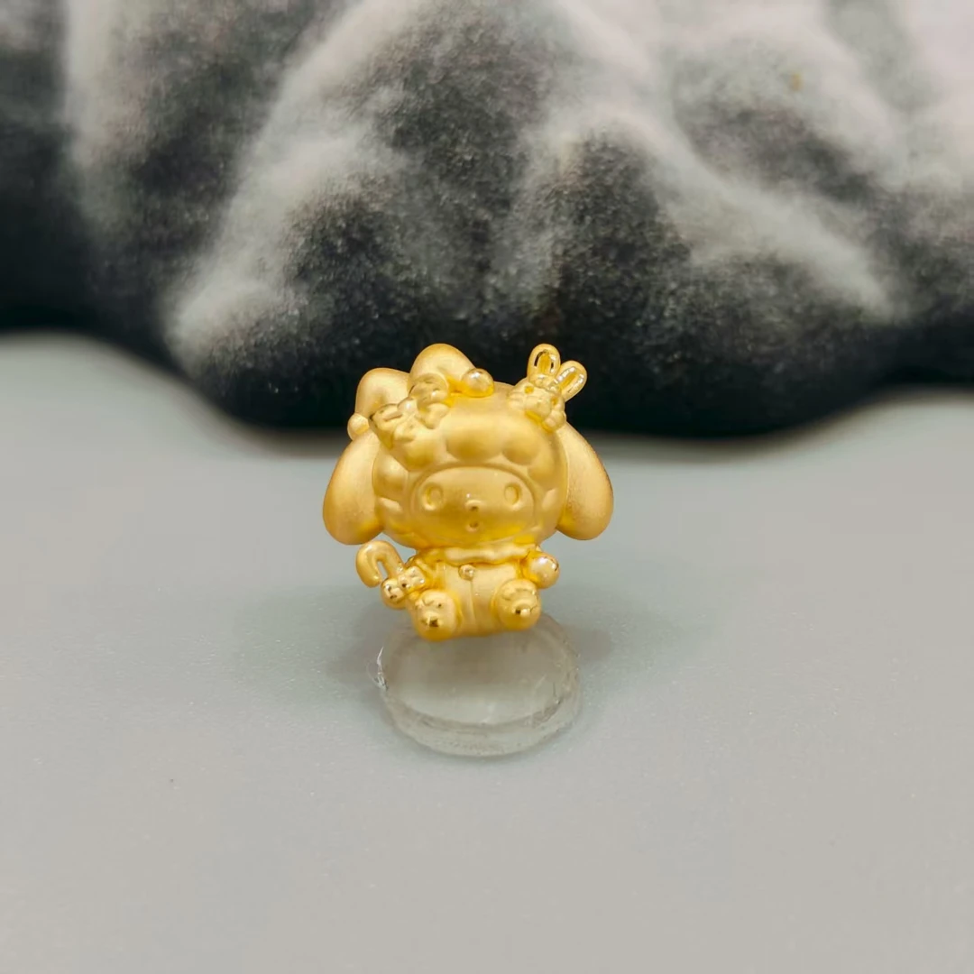 【珺铺黄金】足金999 权杖美乐蒂转运珠饰品素金简约3D硬金饰品