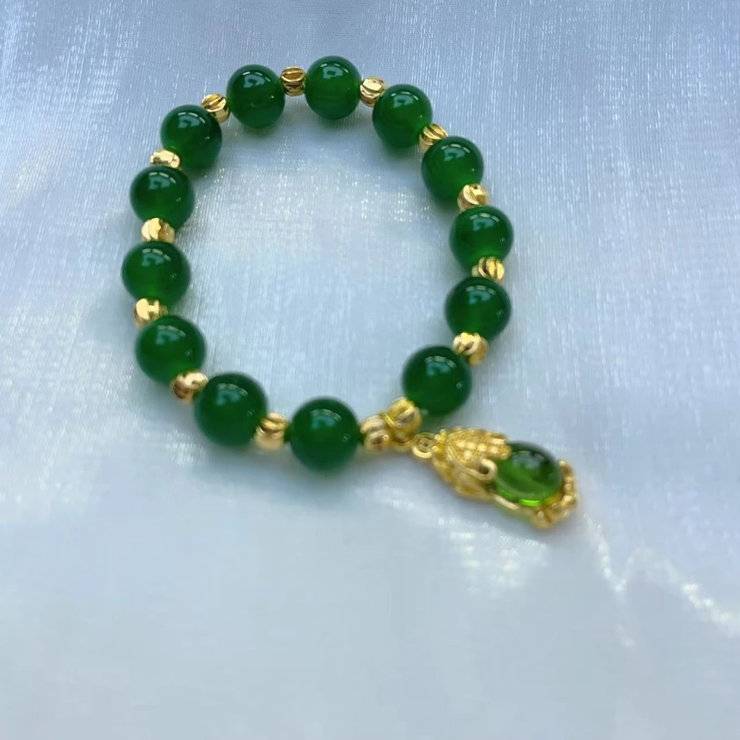 轻奢高端-天然芙蓉绿玛瑙玉手串8mm-0324