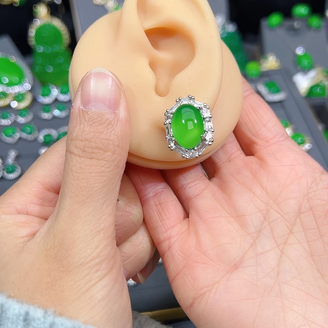 玛瑙/玉髓合金耳钉