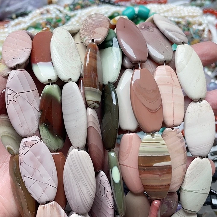 玛瑙/玉髓珠宝半成品合金一条17x35mm彩阿拉善