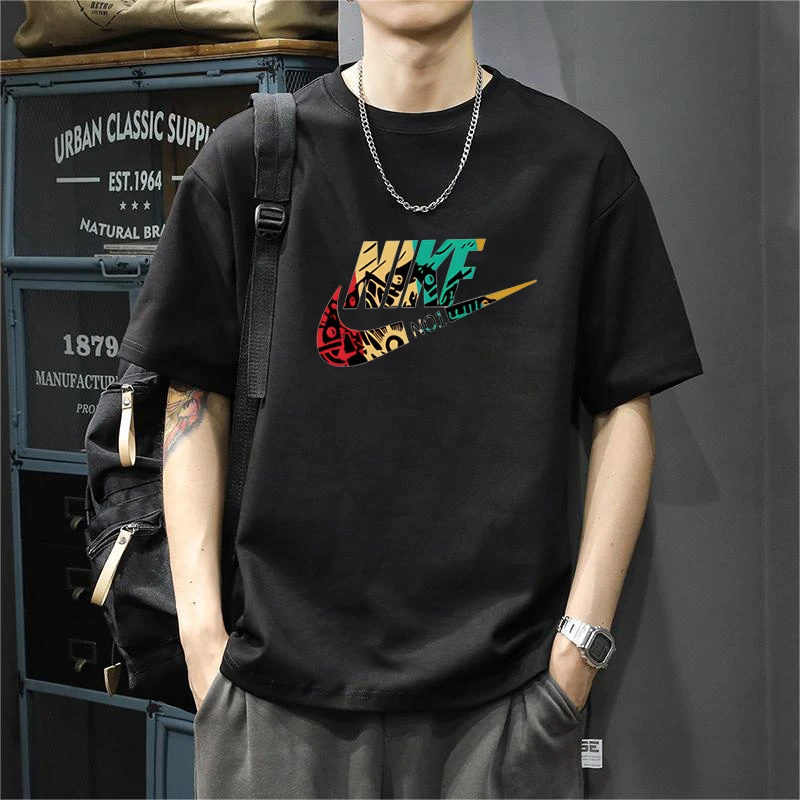男士男款夏季新款纯棉运动健身透气吸湿T恤简约百搭时尚短袖t恤