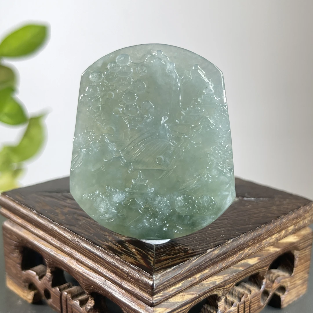 JGA16-80   天然缅甸A货翡翠  山水牌